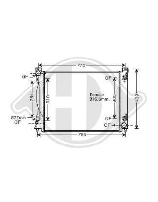 Radiatore Raffreddamento motore Audi A6 (Typ 4F2) 08-10 (Cod. D-DCM1477)