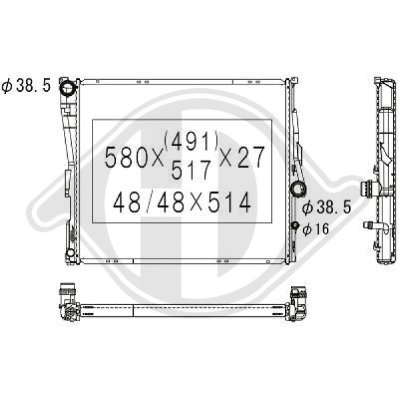 Radiatore Raffreddamento motore BMW X3 (E83) 03-06 (Cod. D-DCM1586)