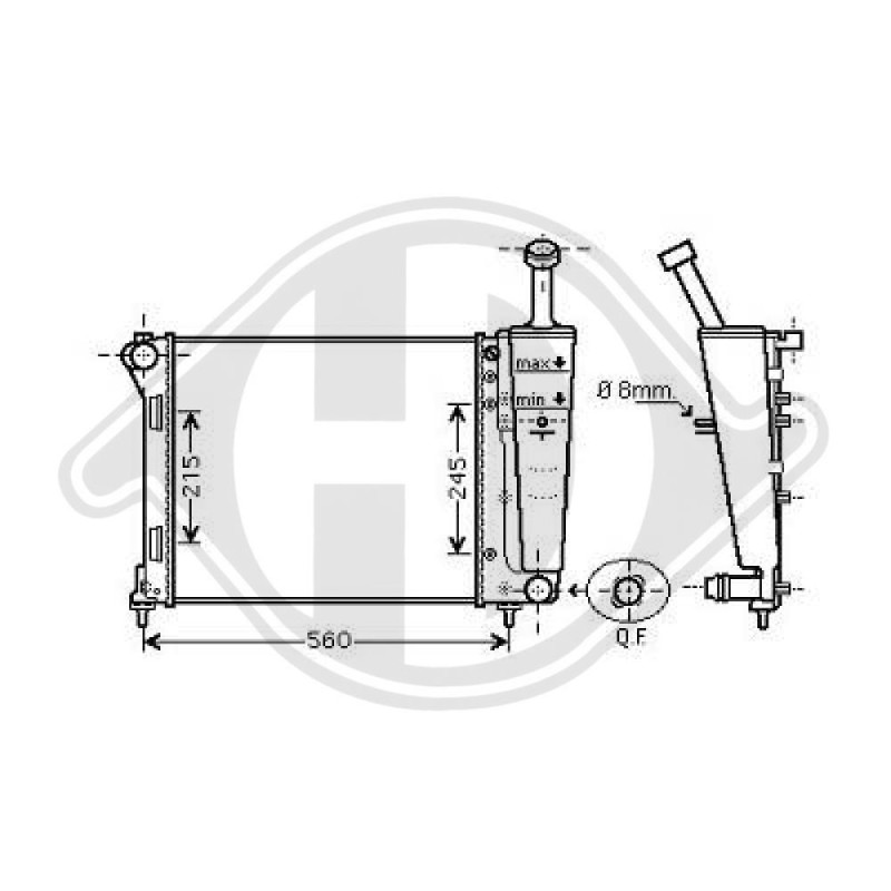 Radiatore Raffreddamento motore Fiat 500 15- (Cod. D-DCM1992)
