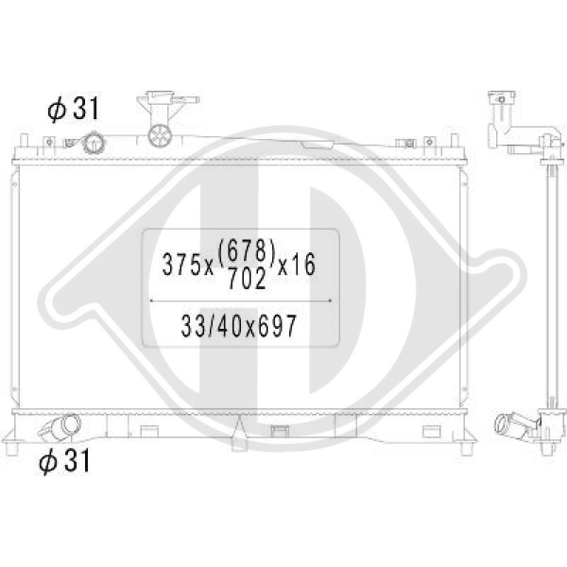 Radiatore Raffreddamento motore Mazda 6 02-05 (Cod. D-DCM2249)