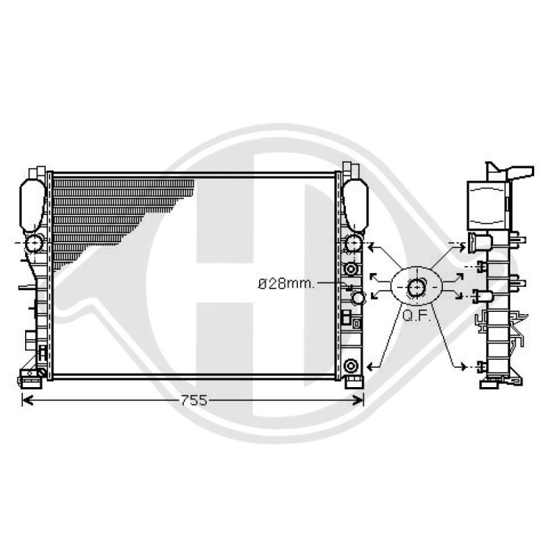 Radiatore Raffreddamento motore Mercedes classe E E220-500 W211 02-06 (Cod. D-DCM2406)
