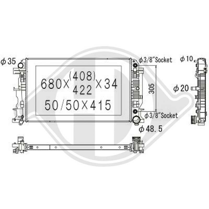 Radiatore Raffreddamento motore Mercedes Sprinter 06-13 (Cod. D-DCM2417)