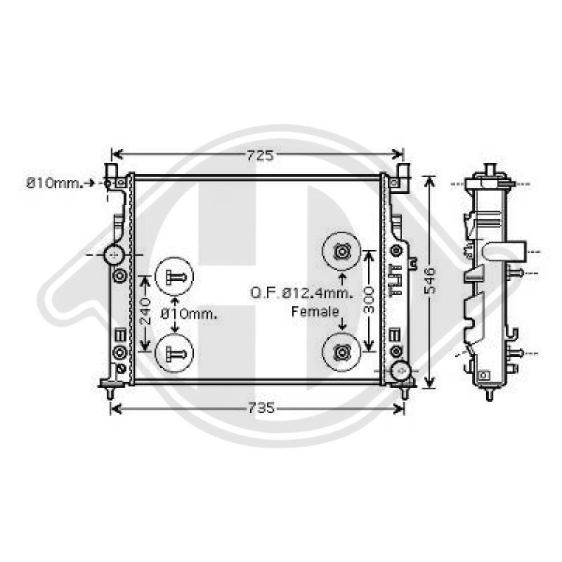 Radiatore Raffreddamento motore Mercedes M-Klasse (W164) 05-08 (Cod. D-DCM2418)