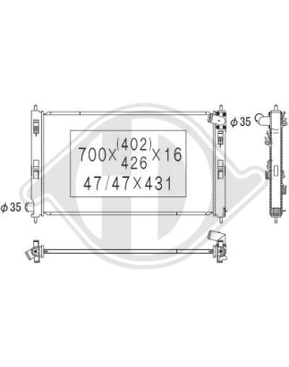 Radiatore Raffreddamento motore Mitsubishi ASX 10- (Cod. D-DCM2532)