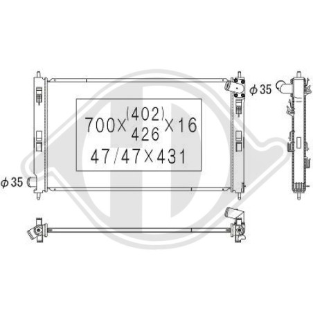 Radiatore Raffreddamento motore Mitsubishi ASX 10- (Cod. D-DCM2532)