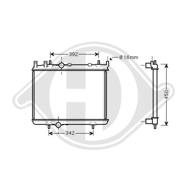 Radiatore Raffreddamento motore Peugeot 206/206CC 98-08 (Cod. D-DCM2792)