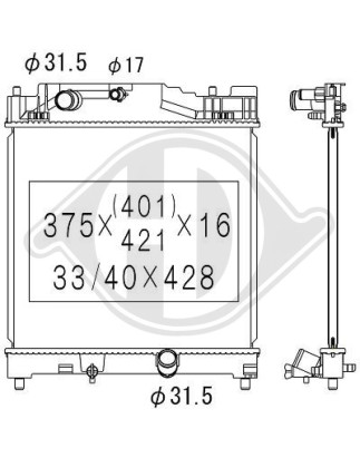 Radiatore Raffreddamento motore Toyota IQ 09- (Cod. D-DCM3328)