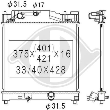 Radiatore Raffreddamento motore Toyota IQ 09- (Cod. D-DCM3328)