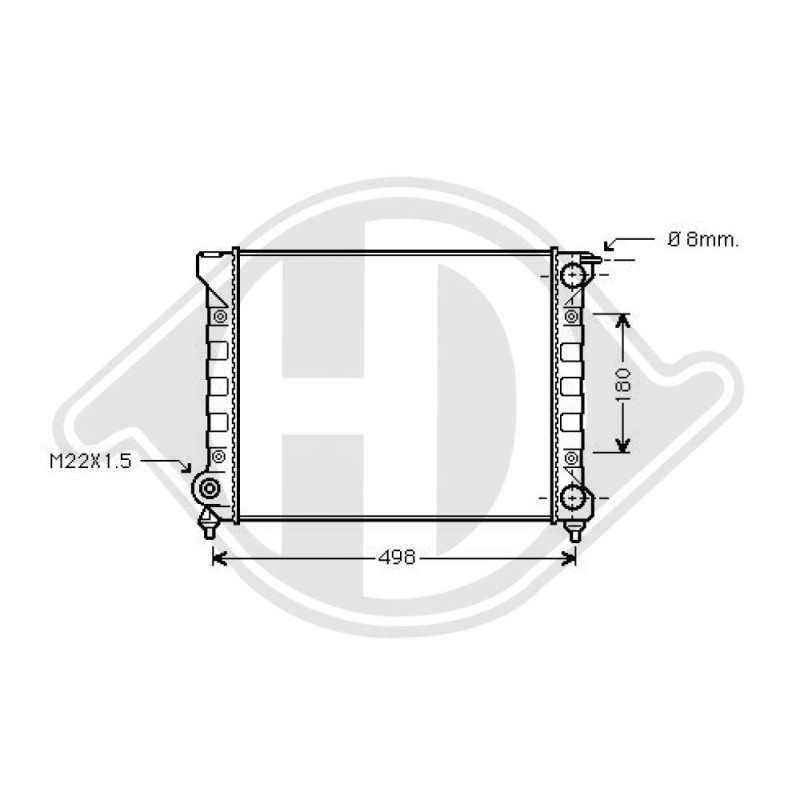 Radiatore Raffreddamento motore Volkswagen Golf II (Typ191) 83-91 (Cod. D-DCM3378)