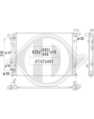 Radiatore Raffreddamento motore Hyundai IX 35 10-13 + 13- (Cod. D-DCM3720)