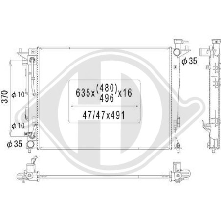 Radiatore Raffreddamento motore Hyundai IX 35 10-13 + 13- (Cod. D-DCM3720)