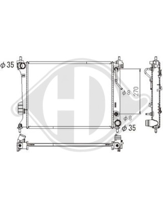 Radiatore Raffreddamento motore Hyundai I 20 09-12 (Cod. D-DCM3744)