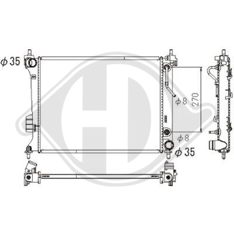 Radiatore Raffreddamento motore Hyundai I 20 09-12 (Cod. D-DCM3744)