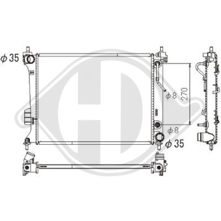 Radiatore Raffreddamento motore Hyundai I 20 09-12 (Cod. D-DCM3744)